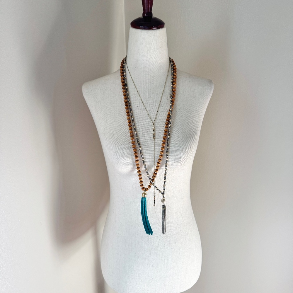 Costume Jewelry 3 Piece Bundle | Loft Tassel Necklaces Lariat Necklace